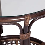 Комплект PELANGI 02/15 ( стол со стеклом + 4 кресла ) [с подушками], ротанг, кресло 65х65х77см, стол диаметр 64х61см, walnut (грецкий орех) | изображение 3