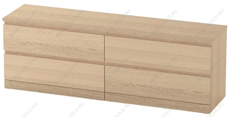 МАЛЬМ / VARMA Комод ИКЕА / IKEA 4D, 160x54x40, шпон, беленый дуб