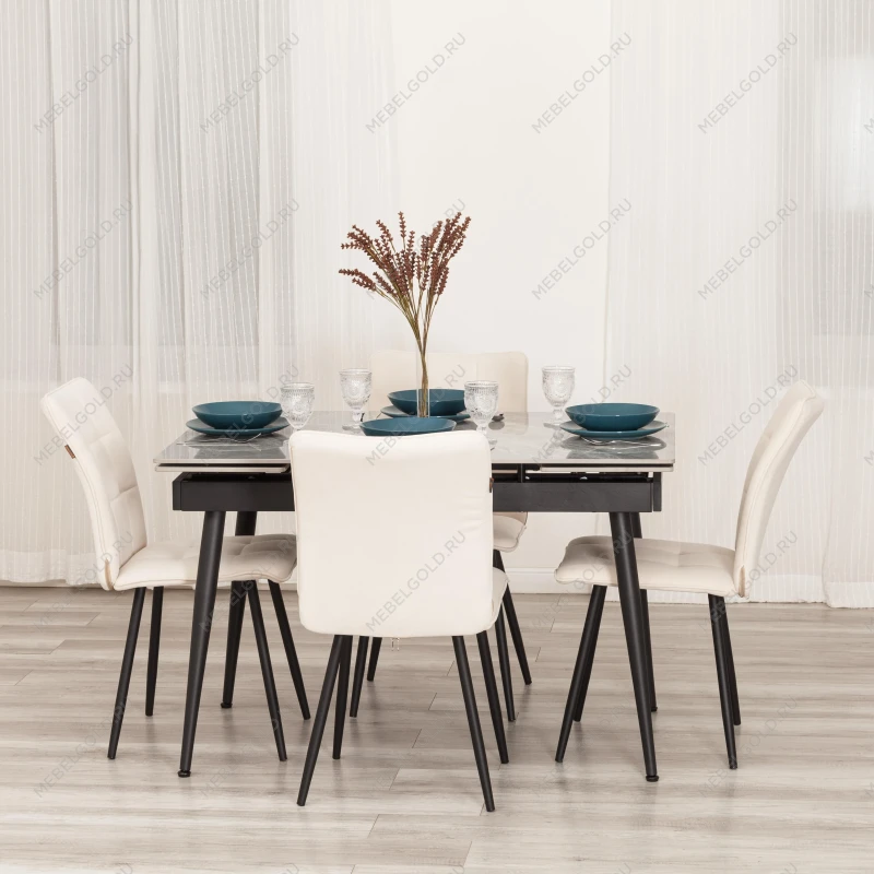 Стул обеденный Bari (2 шт. в упаковке), LT, велюр, молочный/черный, 4, 41х55х89 см | изображение 10