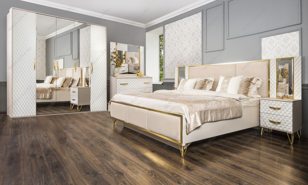 Спальня Лара 5-ств белый глянец