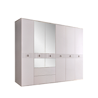 Шкаф 6-ти дверный с зеркалом, с ящиками Римини СОЛО (Белый/Серебро) РМШ1/61(s)