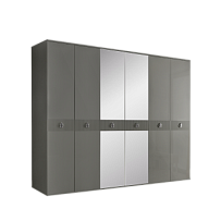 Шкаф 6-ти дверный с зеркалом Римини СОЛО (Серый/Серебро) РМШ1/6(s)