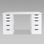 ИНГАР стол письменный ИКЕА / IKEA белый, 140x75, с двумя тумбами | изображение 2