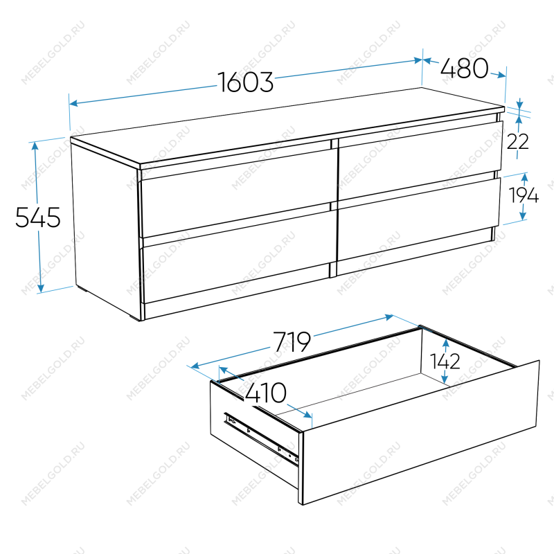 МАЛЬТА комод ИКЕА / IKEA 4 ящика 160х54 белый | изображение 4