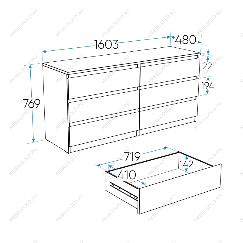 МАЛЬТА комод ИКЕА / IKEA 6 ящиков 160х76 сонома | изображение 4