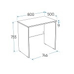 КАСТОР (KULLEN) стол письменный 80х50 серый | изображение 2