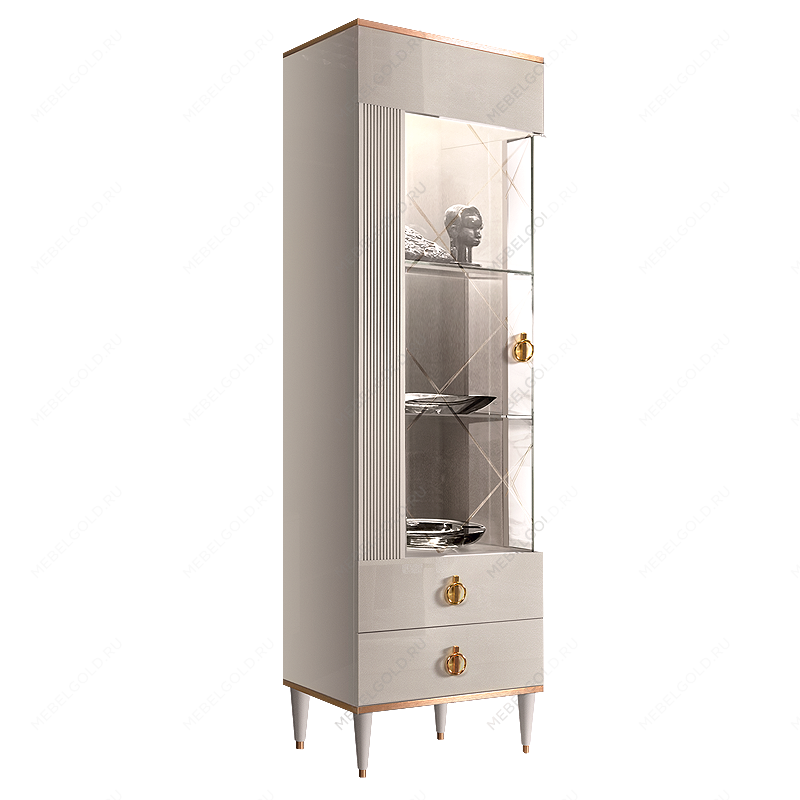 Витрина 1-ств. Римини СОЛО (Белый/Золото) (Левая) РМВ1-1С(s)