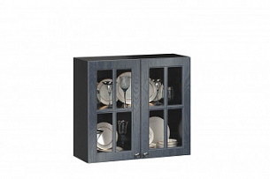 Шкаф кухонный 800 со стеклом Мокка Тип 2 (Чёрный/Дуб фактурный антрацит)