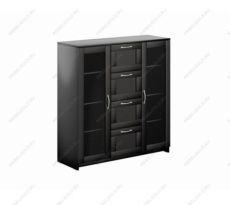 БРИМНЭС / СИРИУС тумба ИКЕА / IKEA 2 двери со стеклом и 4 ящика 117х123 Дуб Венге | изображение 3