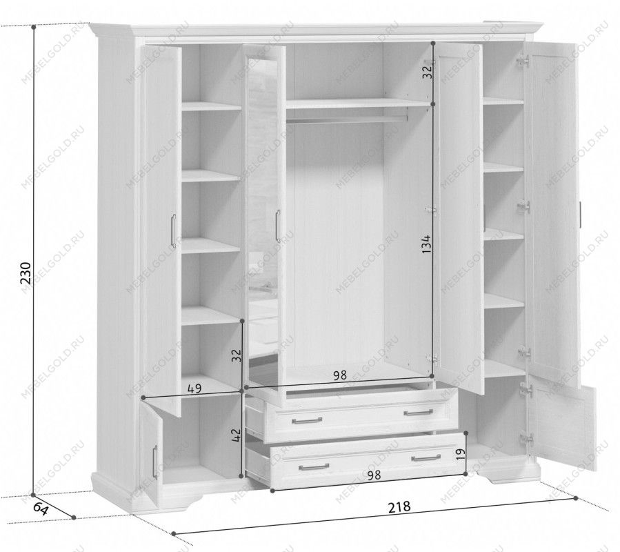 Шкаф Стилиус SZF6D2S (Лиственница сибирская) | изображение 3