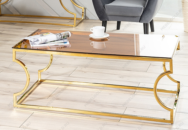 Стол журнальный Signal KENZO A (дымчатый янтарь/золотой) | изображение 2