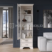 Шкаф с витриной Тиффани 1V2S вудлайн кремовый