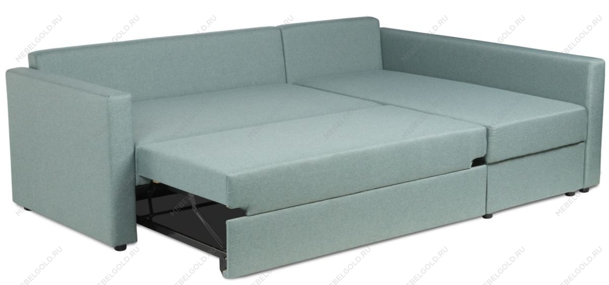 Диван угловой трехместный Вало с длинным подлокотником, мятно-серый, рогожка | изображение 1