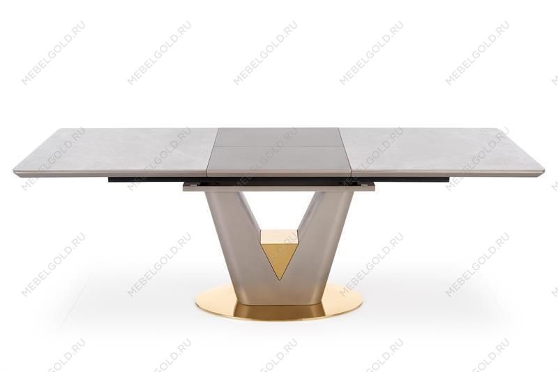Стол обеденный Halmar VALENTINO 160 раскладной (светло-серый/золотой) | изображение 1
