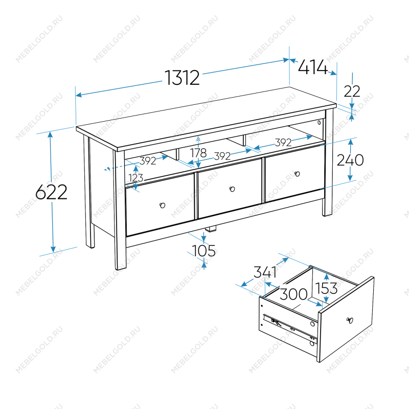 САГА тумба 3 ящика белая | изображение 3