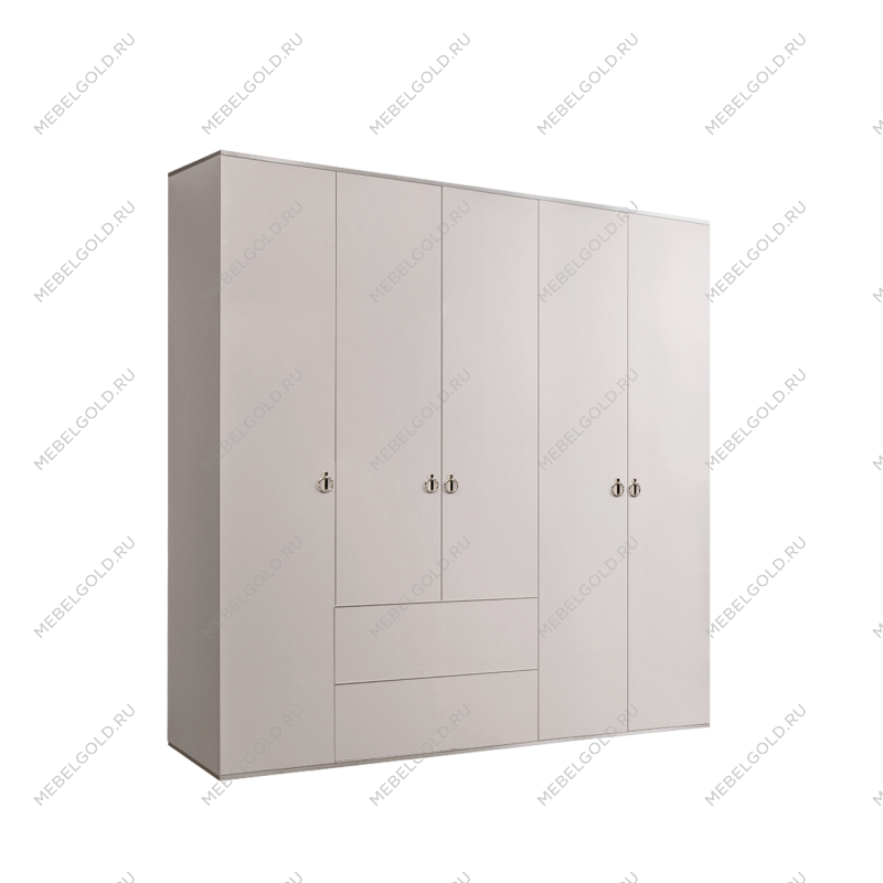 Шкаф 5-ти дверный с ящиками Римини (Слоновая кость/Серебро) РМШ2/51