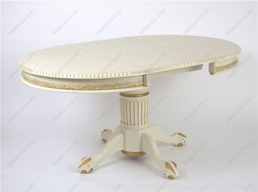 Стол круглый Милорд-110 (ноги Азия/слоновая кость 1013 + патина золото) | изображение 1