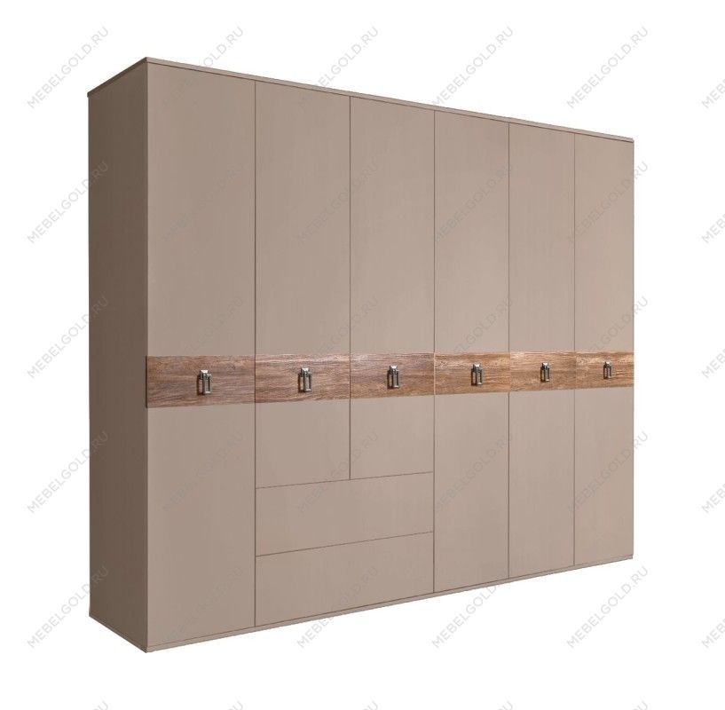 Шкаф 6-ти дверный с ящиками, Bogemia Wood Fa (Мокка/Хром) БМШ2/61(Wo)