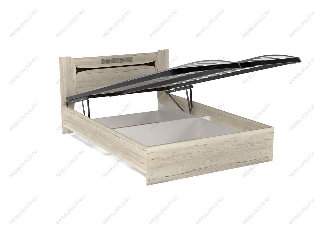 Кровать 1400 с подъемным механизмом, Мале (1458*2069*905) Дуб галифакс белый