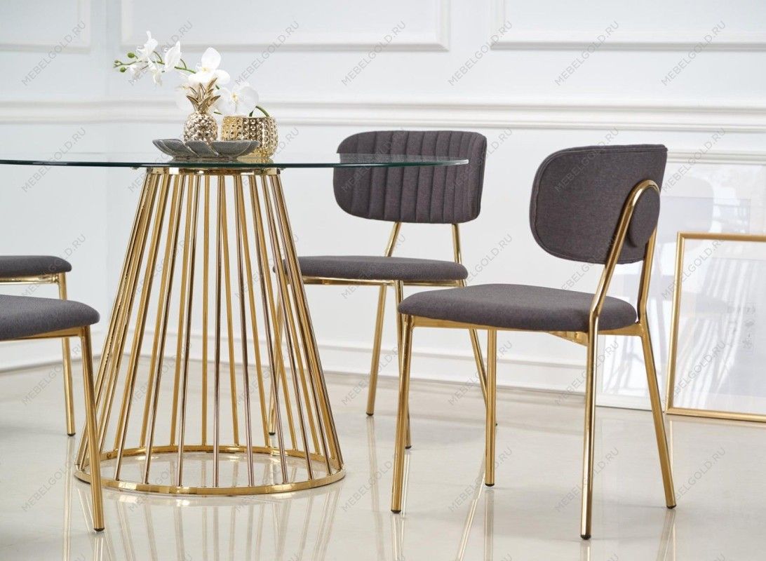 Стол обеденный Halmar LIVERPOOL (прозрачный/золотой) | изображение 5