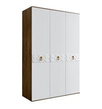 Шкаф 3-х дверный Bogemia Woodline Fa (Белый/Золото) БМШ2/3