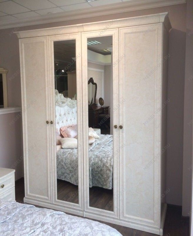 Шкаф Афина 4-дверный (2+2) с зеркалом крем корень | изображение 3