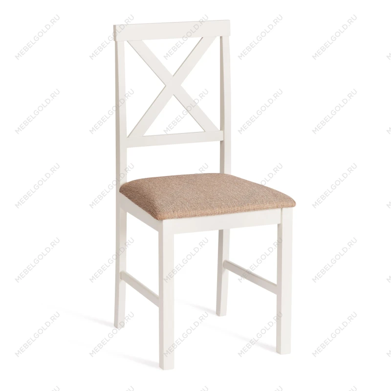 Обеденный комплект Хадсон (стол + 4 стула)/Hudson Dining Set, дерево гевея/мдф, стол: 110х70х75см / стул: 44х42х89см, ivory white (слоновая кость), ткань кор.-зол | изображение 4