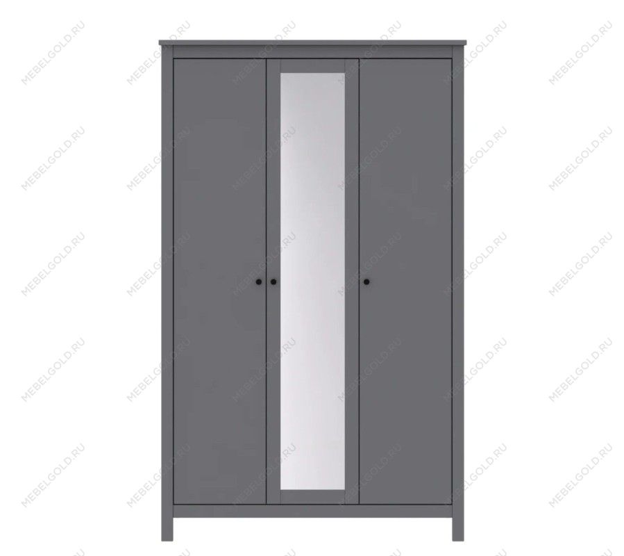 САГА шкаф 3 двери с зеркалом серый | изображение 1