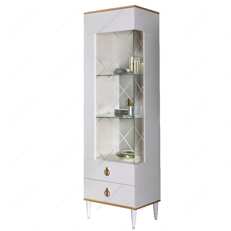 Витрина 1-ств. Римини (Белый/Золото) (Левая) РМВ1-1С