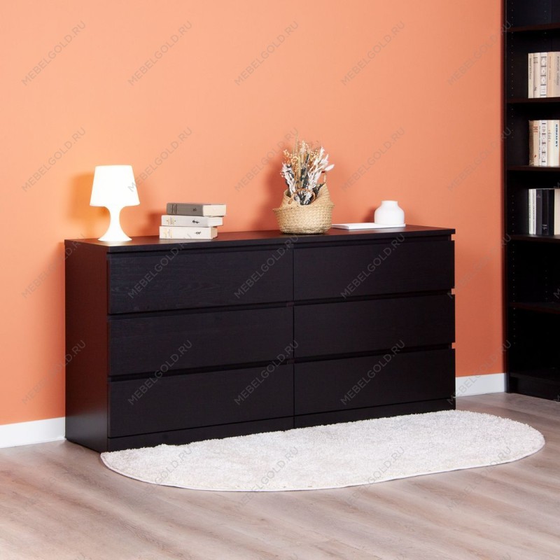 МАЛЬМ / VARMA Комод ИКЕА / IKEA 6D, 160x78x40, шпон, черный | изображение 5