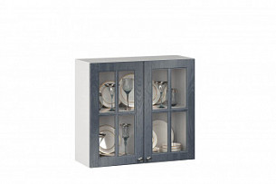 Шкаф кухонный 800 со стеклом Мокка Тип 2 (Белый/Дуб фактурный антрацит)