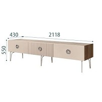 Тумба телевизионная 2.1м Bogemia Woodline Fi (Ваниль) (Novabuk/Хром) БМТ-2[10]