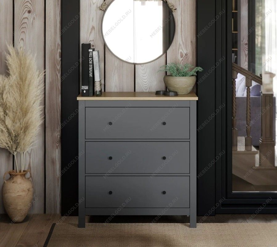 САГА комод 3 ящика серый/ясень | изображение 5