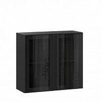 Индиго Шкаф кухонный 800 со стеклом (Черный/Черный)