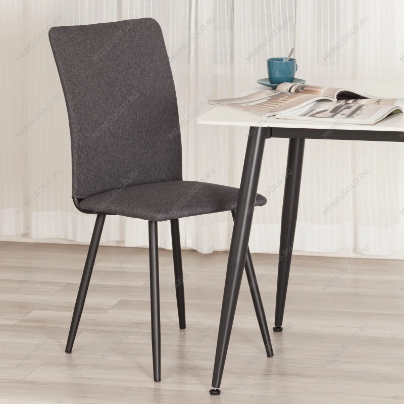 Стул обеденный La Rousse (2 шт. в упаковке), NEW, ткань рогожка, тёмно-серый, F68, 45х55х93 см | изображение 12
