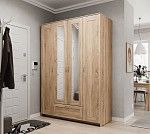 БРИМНЭС / СИРИУС Шкаф четырёхдверный ИКЕА / IKEA с одним выдвижным ящиком и двумя зеркалами, Дуб Сонома | изображение 4