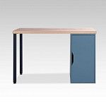 ИНГАР 1/ДВ/T стол письменный 120x75x55, дуб беленый/серо-бирюзовый/черный | изображение 1