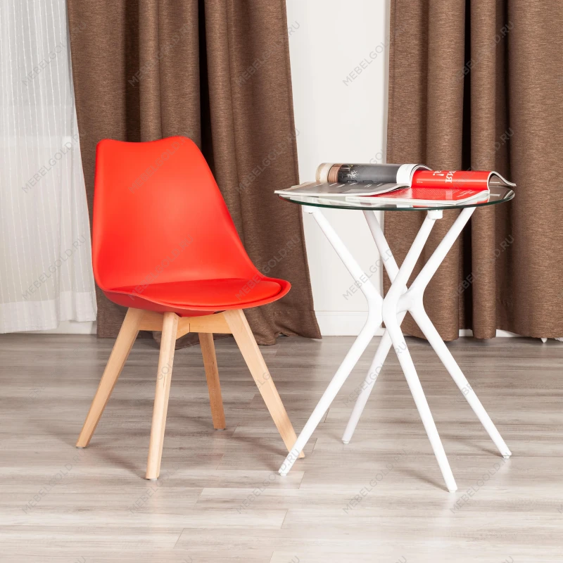 Стул TULIP (mod. 73-1), дерево/пластик/экокожа, 47,5x55x80 см, Красный (Red) | изображение 9
