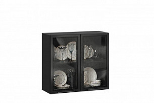 Шкаф кухонный 800 со стеклом Герда (Чёрный/Чёрный)
