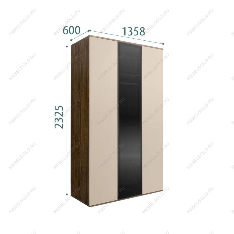 Шкаф 3-х дверный Bogemia Woodline Air (Ваниль/Черный) БМШ2/3(1)