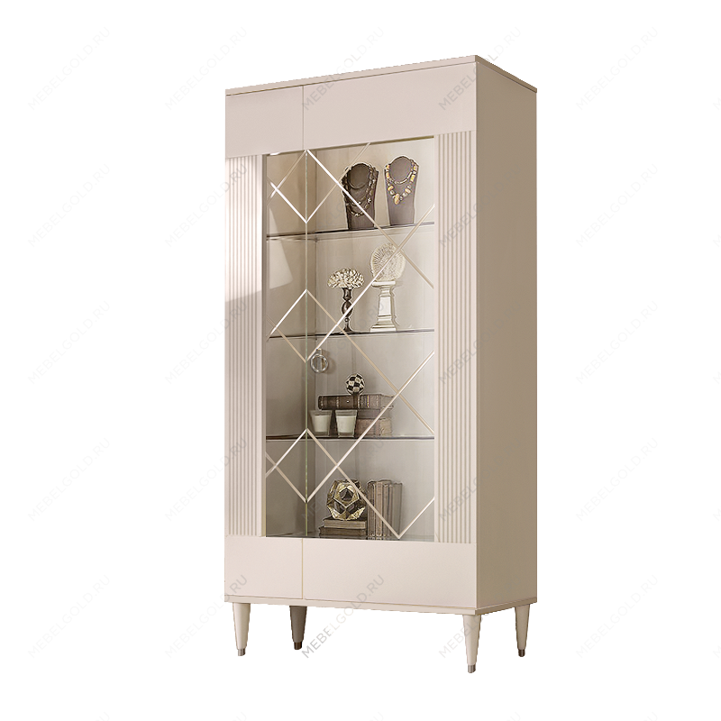 Витрина 2-ств. Римини СОЛО (Бежевый/Серебро) (Правая) РМВ2-2С(s)