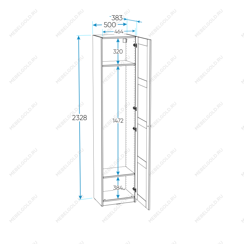 МАКС шкаф 1 дверь 50х38х233 серый | изображение 2