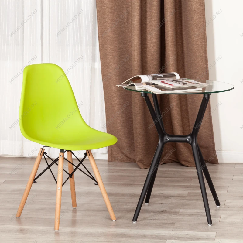 Стул CINDY (EAMES) (mod. 1801), дерево бук/металл/сиденье пластик, 45x51x82 см, Olive (оливковый) | изображение 8