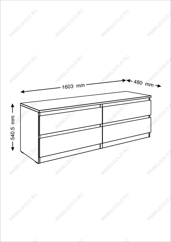 МАЛЬТА комод ИКЕА / IKEA 4 ящика 160х54 белый | изображение 3