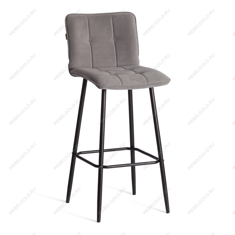 Барный стул Bari/Бари, велюр, серый, 29, 45х56х110 см