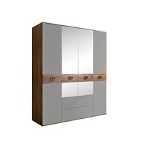 Шкаф 4-х дверный с зеркалами, с ящиками, Bogemia Woodline Wood Fi (Серый/Хром) БМШ1/41(Wo)