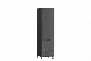 Шкаф кухонный для холодильника 600 Герда (Чёрный/Антрацит глянец)