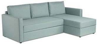 Диван угловой трехместный Вало с коротким подлокотником, мятно-серый, рогожка