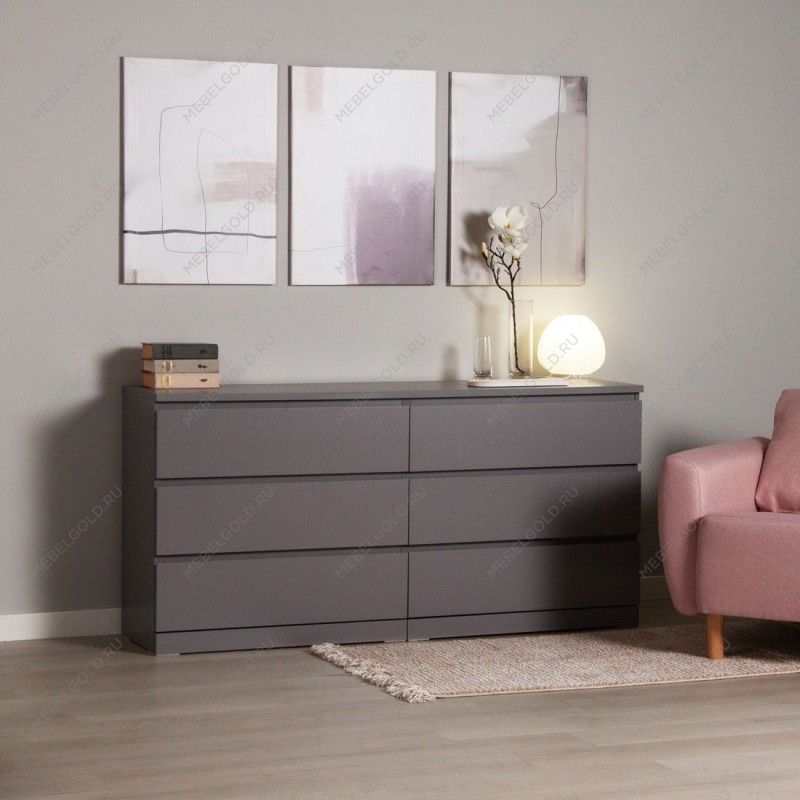 МАЛЬМ / VARMA Комод ИКЕА / IKEA 6D 160х77х40, серый | изображение 5