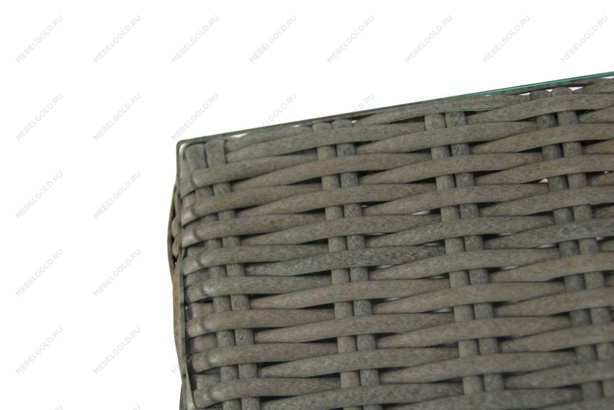 Набор мебели Драмен арт.GS009 серо-коричневый, серый (стол, 2 угл.кресла, 2 пуфа, ротанг серо-корич, подушки серые) | изображение 5
